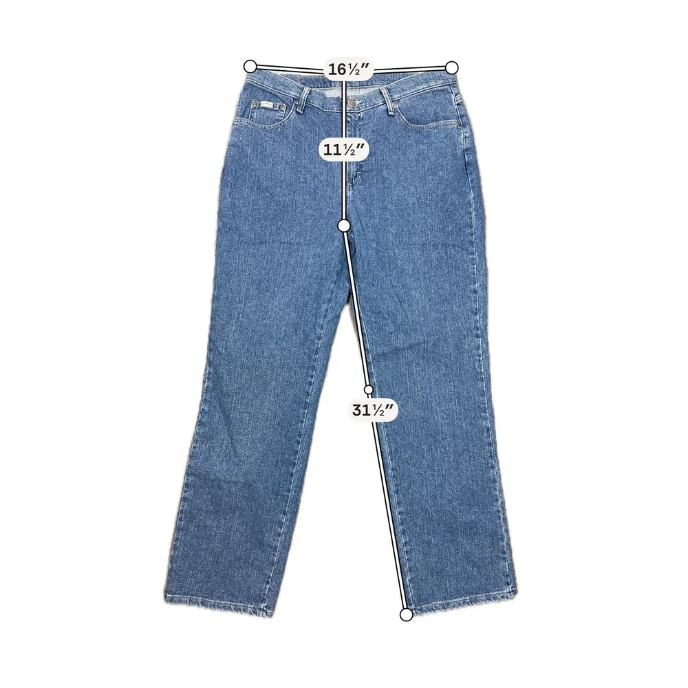 Riders High Waisted Straight Leg Denim Jeans - SIZE 16 Medium Wash Casual - Picture 6 of 6